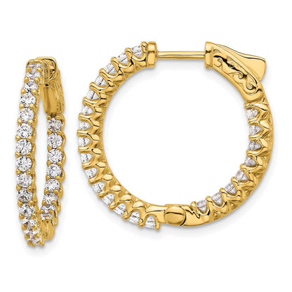 14K Gelbgold 1.6 Karat Diamant In/out Creole mit Sicherheits Verschluss Ohrringe