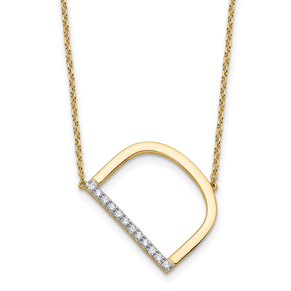 14K Gelbgold Seitlich Diamant Initiale D 18 Zoll Halskette