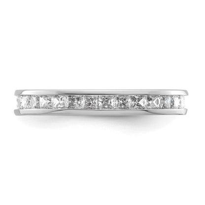 14K Weißgold Poliert Größe 4.5 Kanalfassung-set 1 Karat Princess Diamant Komplett Memoire Ehering Ring