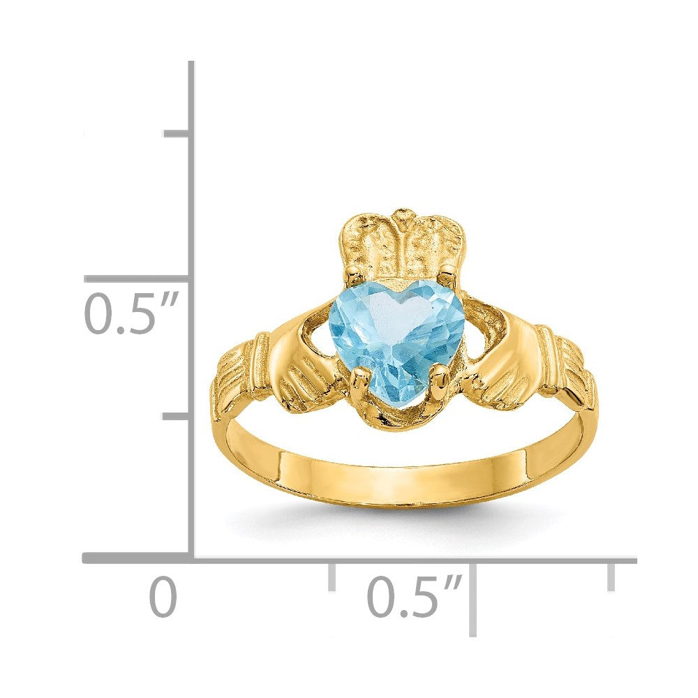 14K Gelbgold December Zirkonia Herz Geburtsstein Claddagh Ring