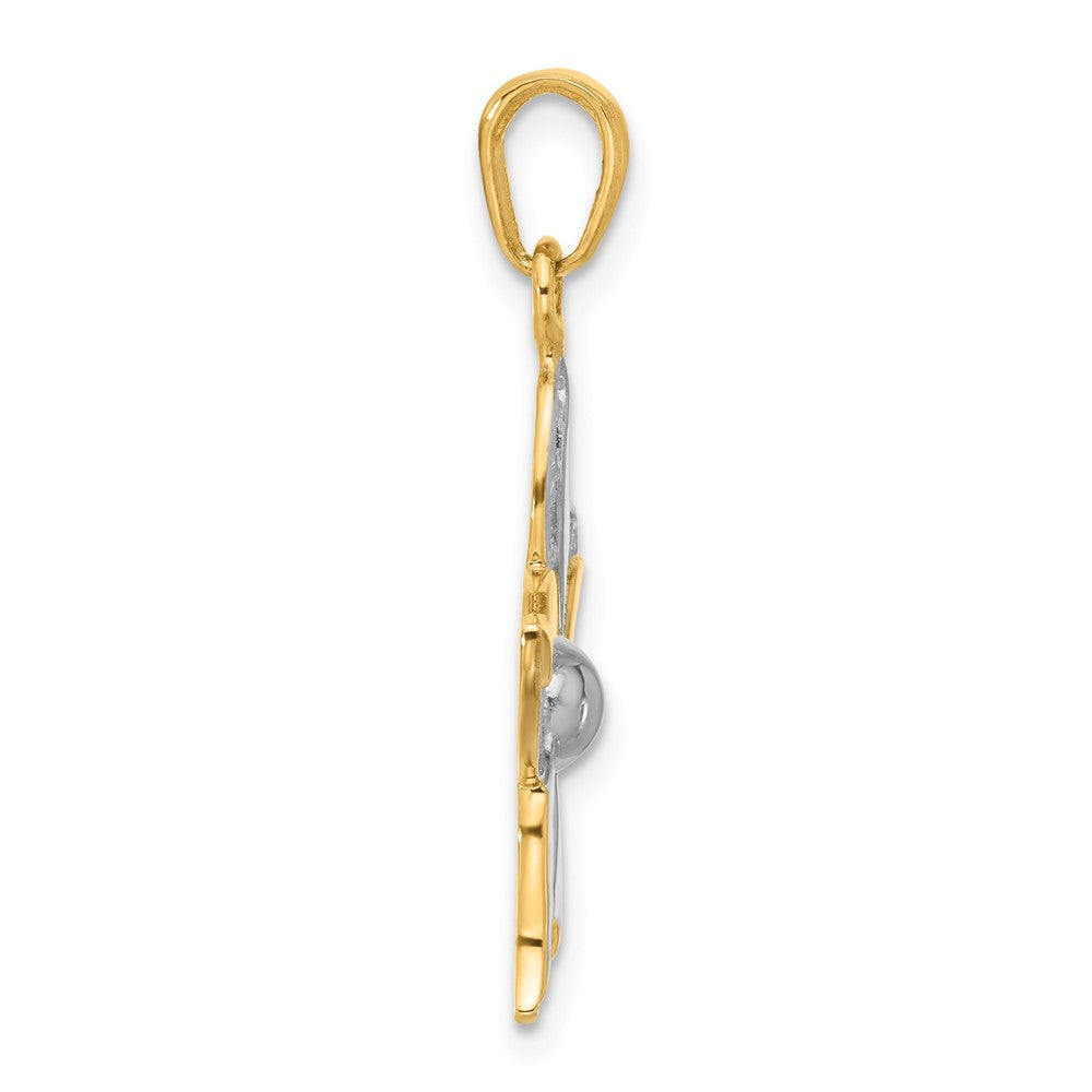 14K Gelbgold und Rhodium Filigran-Blumenanhänger
