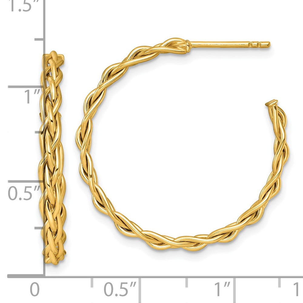 14K Gelbgold Poliert Geflochten Braid 3 X 29mm C-hoop Ohrstecker