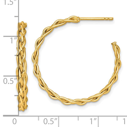 14K Gelbgold Poliert Geflochten Braid 3 X 29mm C-hoop Ohrstecker