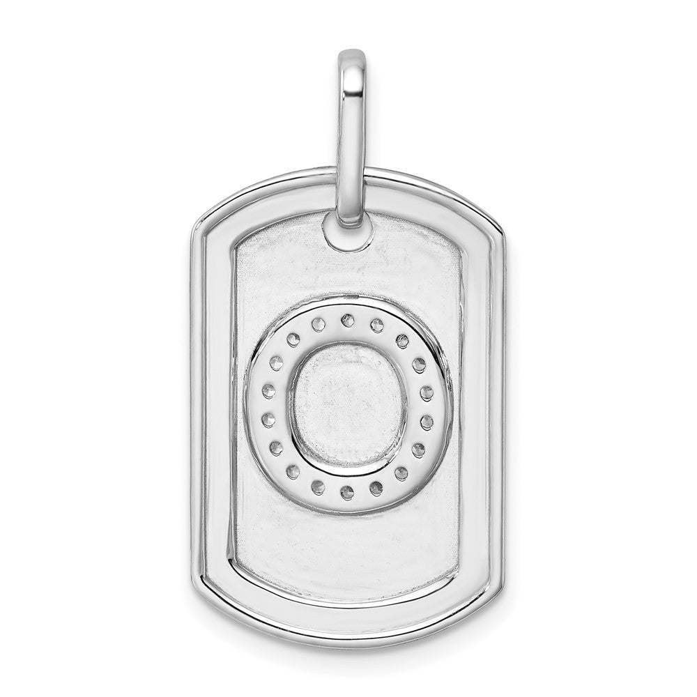 14K Weißgold Diamant-Initiale O Hundemarken-Charm