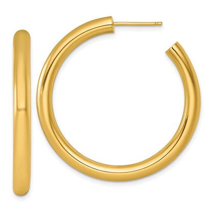 14K Gelbgold Poliert 4.0 X 40mm Röhre C-hoop Ohrstecker