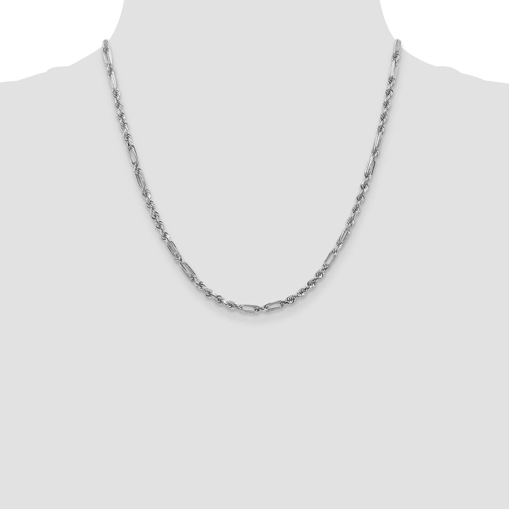 14K Weißgold 3.0mm Diamantiert Milano Kordel Halskette