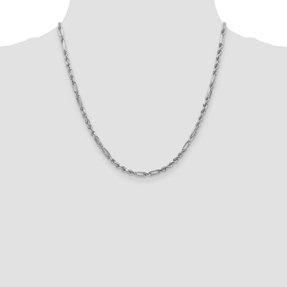 14K Weißgold 3.0mm Diamantiert Milano Kordel Halskette