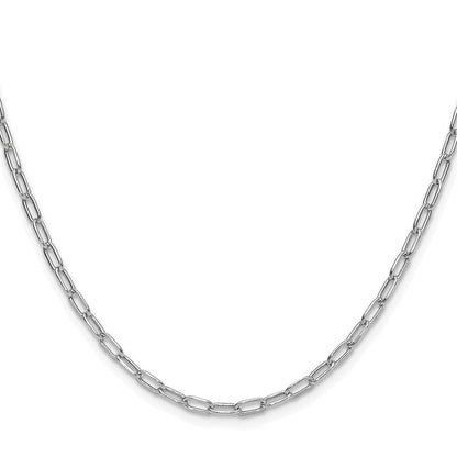14K Weißgold 3.0mm Halbmassiv Abgeschrägt Büroklammer Halskette