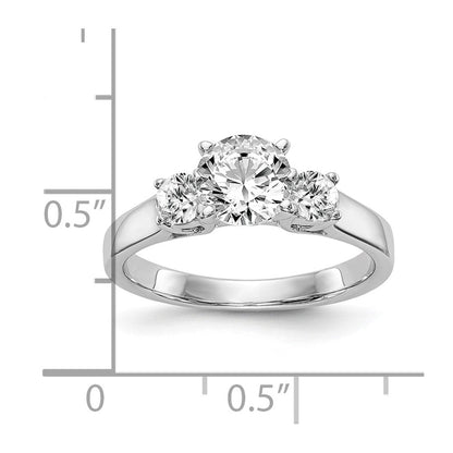 14K Weißgold 3-stone Stift Set Mittig Halbfassung Diamant Verlobungsring