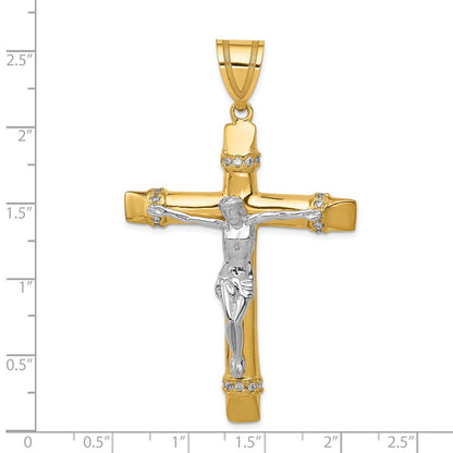 14K Bicolor Gold Zweifarbiger Zirkonia-Kruzifix-Anhänger