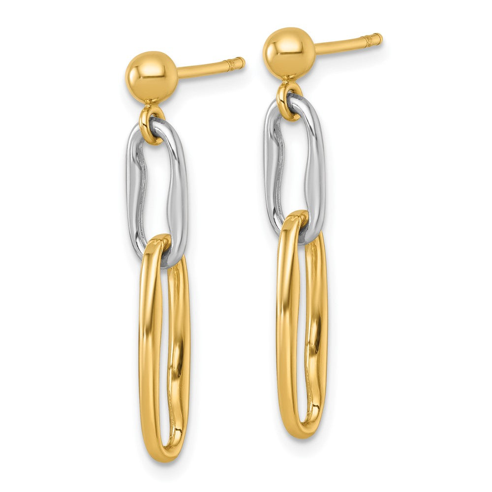 14K Bicolor Gold Bicolor Poliert Fantasie Lang Glieder Hängend Ohrstecker