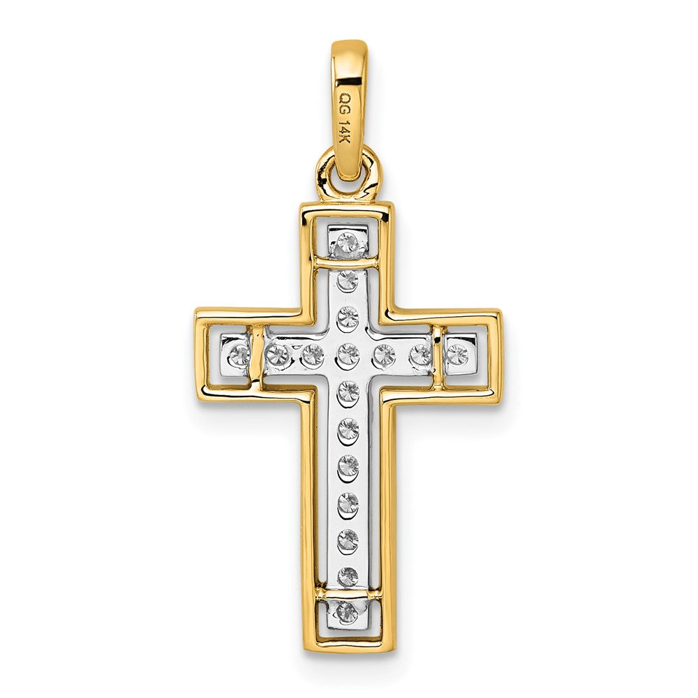 14K Gelbgold und Rhodium 0,25 Karat Diamant-Kreuzanhänger