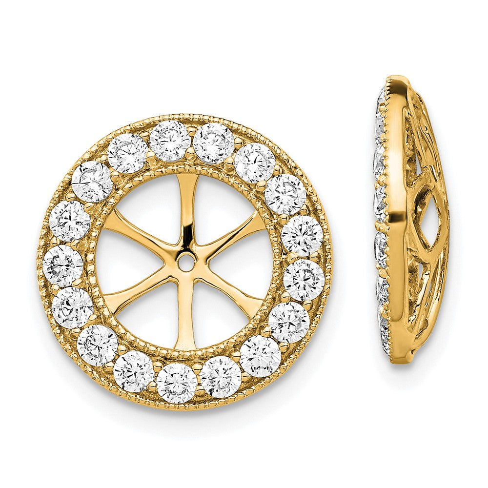 14K Gelbgold Diamant-Ohrring-Jackets, Kreis-Design, 1,19K
