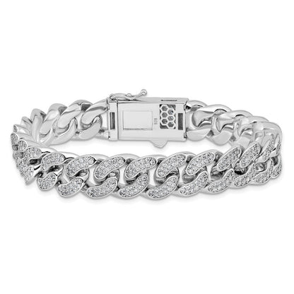 Sterlingsilber Rhodiniert Zirkonia Panzer Gliederarmband