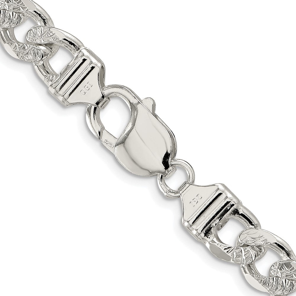 Sterlingsilber Rhodiniert 9.5mm Pavé‚ Flach Figaro Halskette
