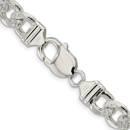 Sterlingsilber Rhodiniert 9.5mm Pavé‚ Flach Figaro Halskette