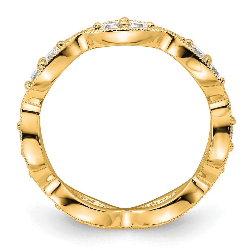 14K Gelbgold Poliert Größe 4.5 Vintage Pavé 1/2 Karat Diamant Komplett Memoire Ehering Ring