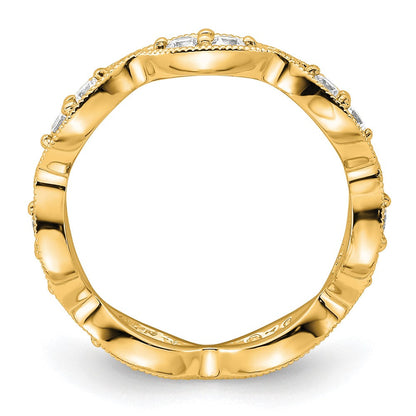 14K Gelbgold Poliert Größe 4.5 Vintage Pavé 1/2 Karat Diamant Komplett Memoire Ehering Ring