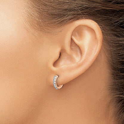 14K Roségold Creolen mit Scharnier, 0,25K Diamanten