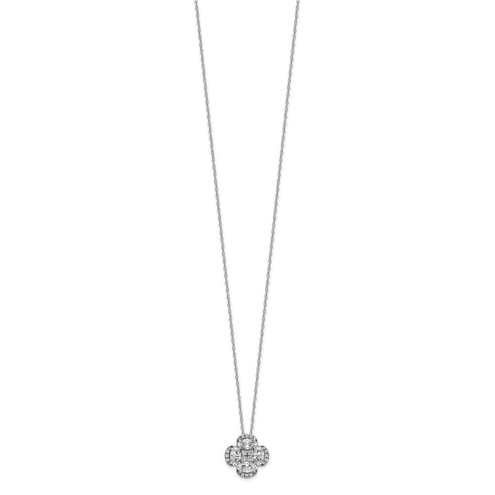 14K Weißgold Anhänger mit Diamant-Cluster (VS/SI+ G+, im Labor gezüchtet) und Kette