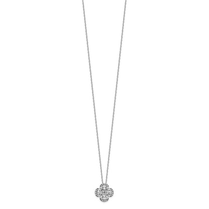 14K Weißgold Anhänger mit Diamant-Cluster (VS/SI+ G+, im Labor gezüchtet) und Kette