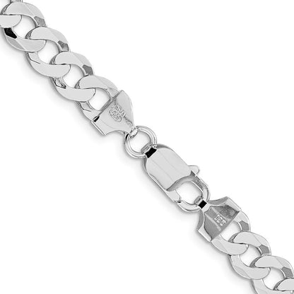 Sterlingsilber Rhodiniert 7.5mm Flach Panzer 28 Zoll Kette