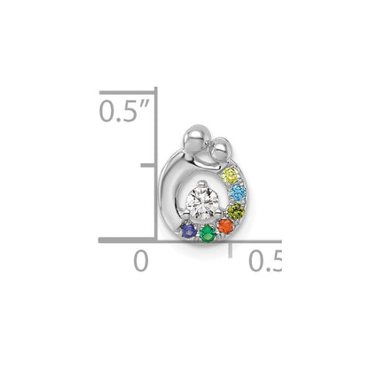 14K Weißgold 6 Geburtsstein und Diamant Mutter/child Kette Anhänger Halbfassung