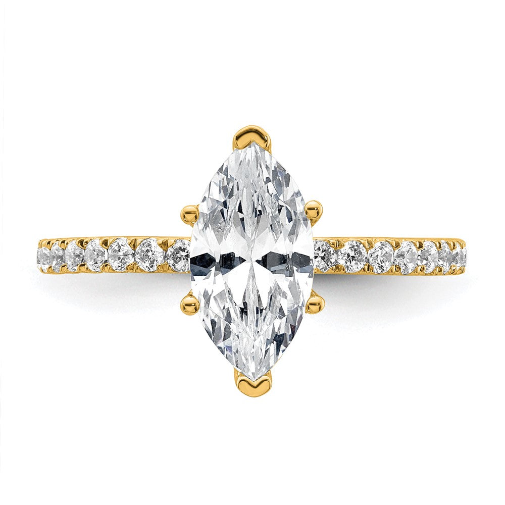 14K Gelbgold Verlobungsring mit Solitär und zertifiziertem, im Labor gezüchtetem Diamant im Marquise-Schliff, 2K, VS/SI+ G+, mit auslaufender Fassung