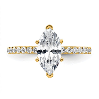 14K Gelbgold Verlobungsring mit Solitär und zertifiziertem, im Labor gezüchtetem Diamant im Marquise-Schliff, 2K, VS/SI+ G+, mit auslaufender Fassung