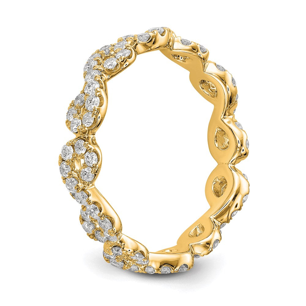 14K Gelbgold Poliert Unendlichkeit Shared U Krappen Größe 6.5 Diamant Memoire Ehering Ring