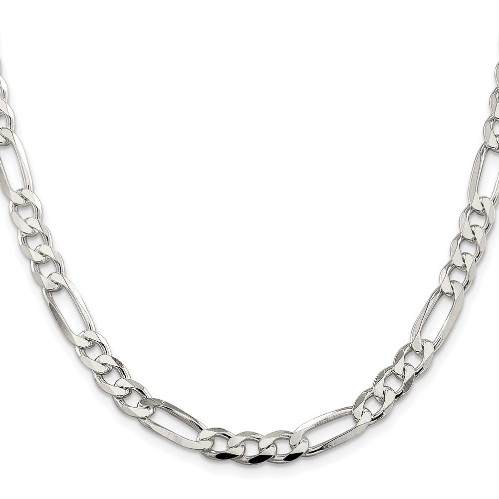 Sterlingsilber Rhodiniert 6.75mm Pavé‚ Flach Figaro Halskette