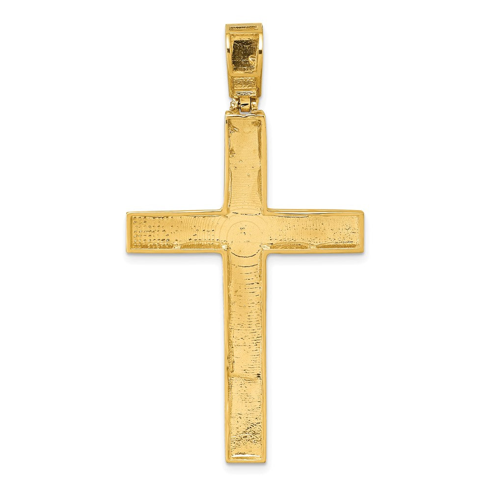 14K Gelbgold polierter Anhänger mit Diamantschliff und Latein-Kreuz-Design