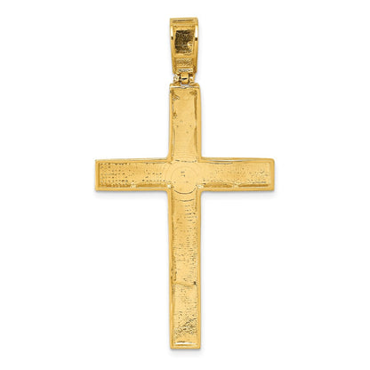 14K Gelbgold polierter Anhänger mit Diamantschliff und Latein-Kreuz-Design