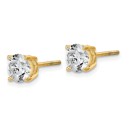 14K Gelbgold Ohrstecker mit rundem, laborgezüchtetem 2K-Diamanten, VS/SI+ G+, komplett gefasst, Vierklauenfassung, leichtgewichtig, mit Schraubverschluss