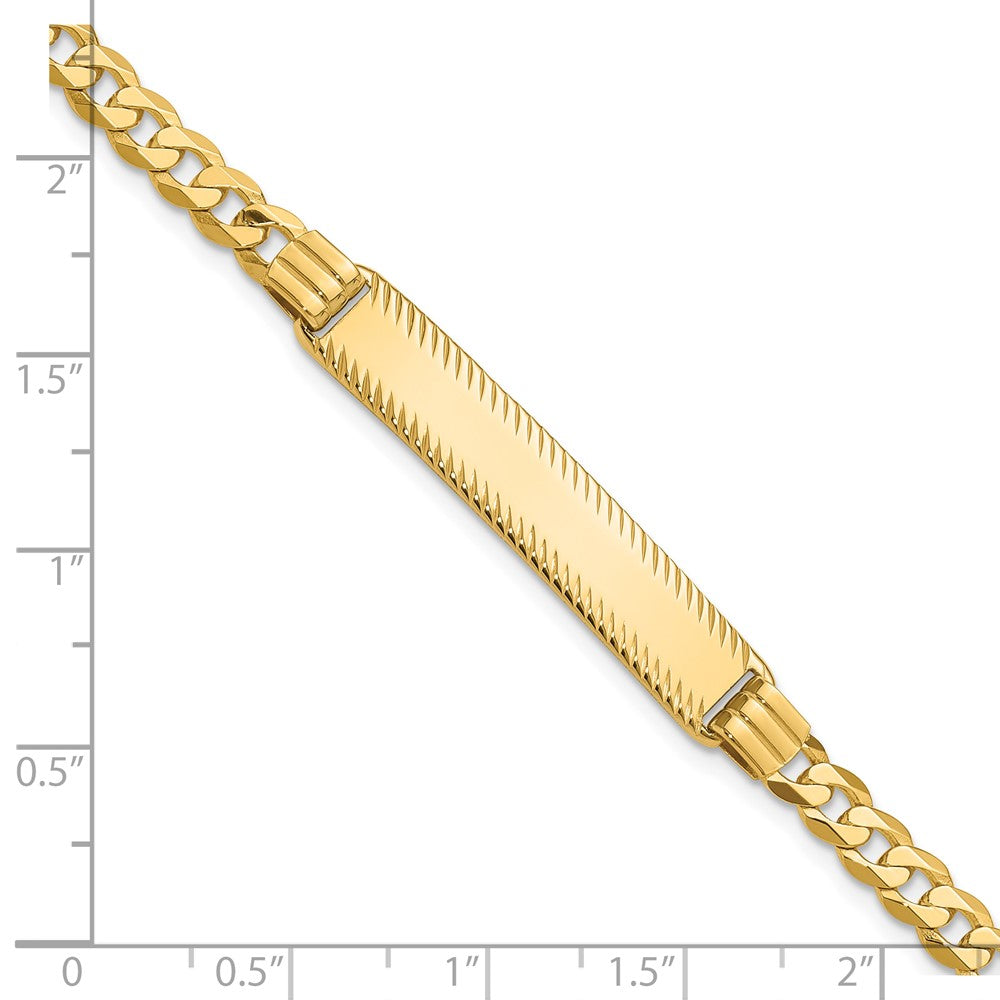 14K Gelbgold Poliert Massiv Kette/solid Platte Panzer Glieder Diamantiert 34x7mm Platte 8 Zoll Id Armband