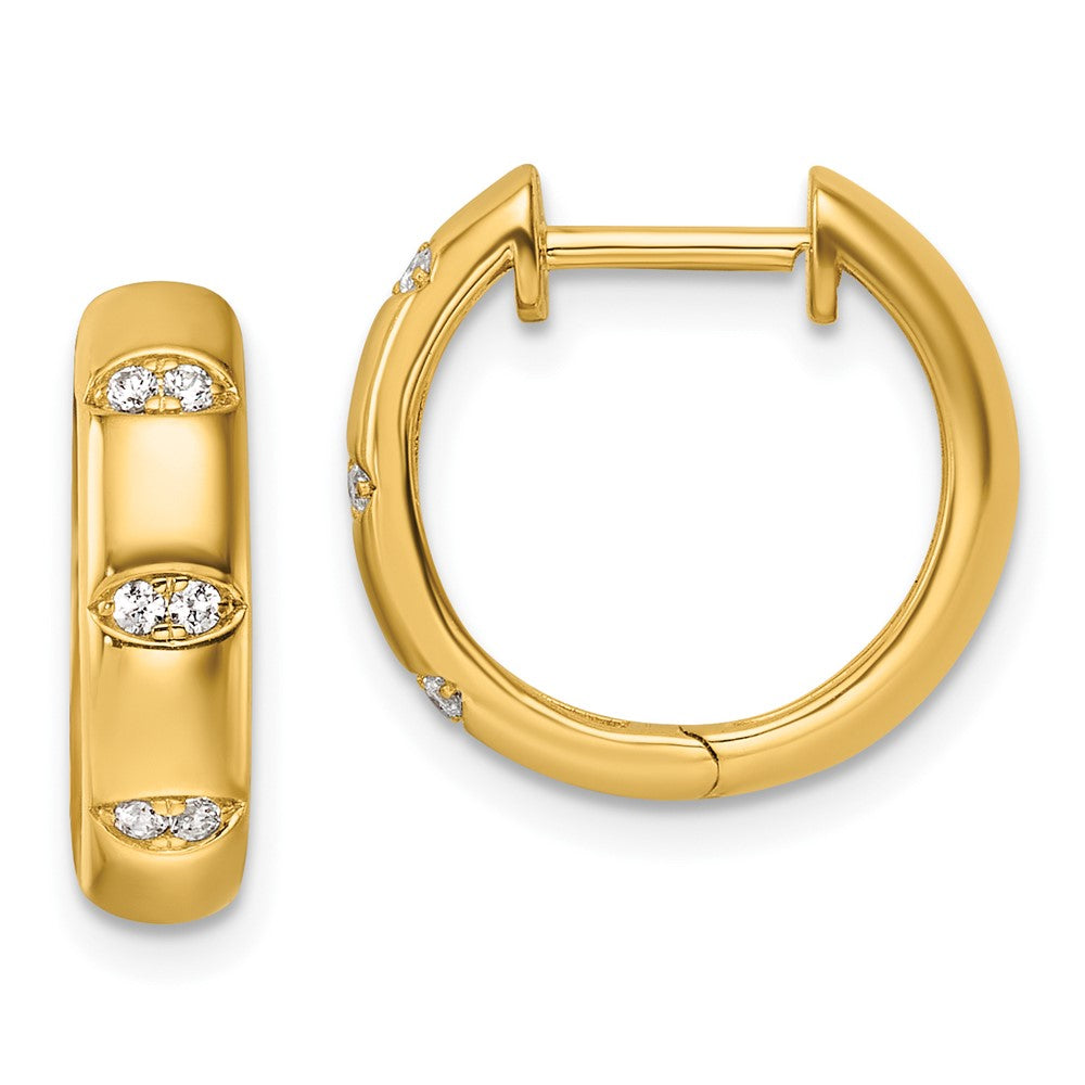 14K Gelbgold Ausgefallene Diamant-Creolen mit Scharnierverschluss, 0,125 ct