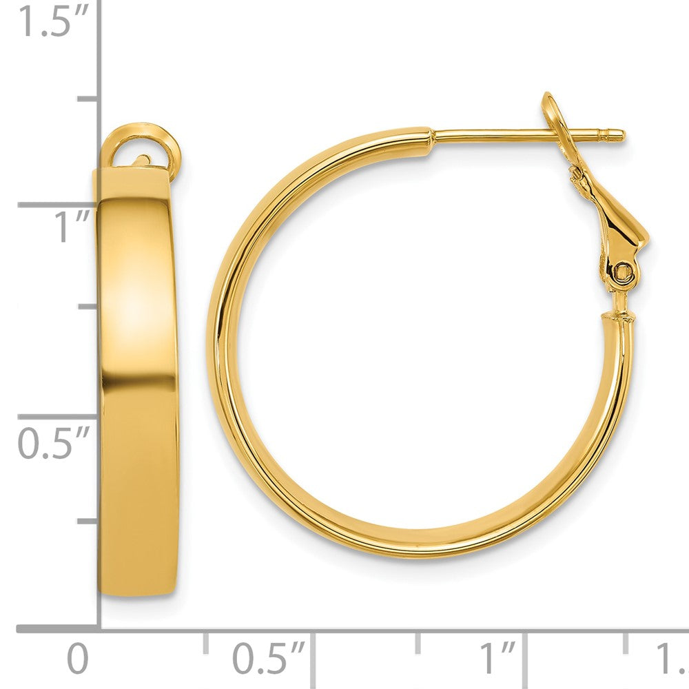 14K Gelbgold 5x25mm Poliert Flach Röhre Omega Rückseite Creolen