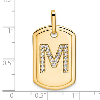 14K Gelbgold Diamant-Initial-M-Hundemarken-Charm