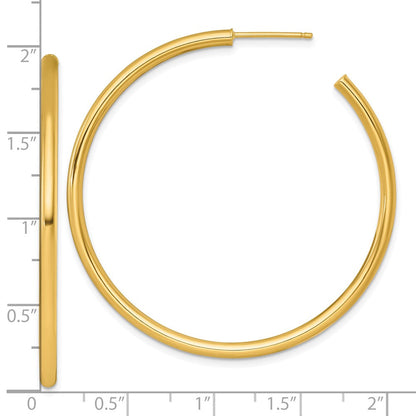14K Gelbgold Poliert 2.5 X 50mm Röhre C-hoop Ohrstecker