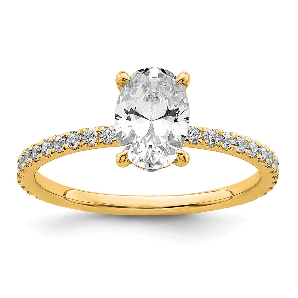 14K Gelbgold Verlobungsring mit Flair-Solitär, zertifiziertem im Labor gezüchtetem Diamant im Ovalschliff, 1,33 ct., VS/SI+ G+