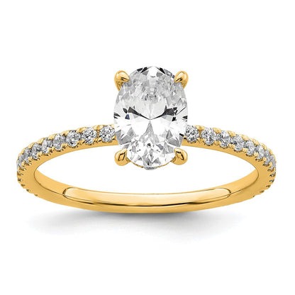14K Gelbgold Verlobungsring mit Flair-Solitär, zertifiziertem im Labor gezüchtetem Diamant im Ovalschliff, 1,33 ct., VS/SI+ G+
