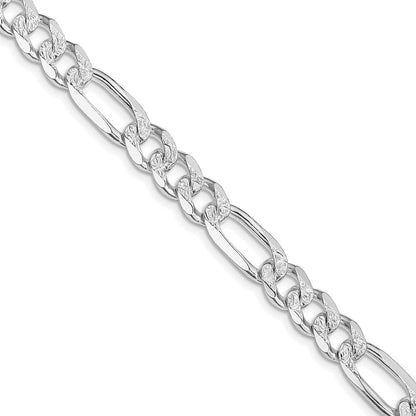 Sterlingsilber Rhodiniert 8mm Pavé‚ Flach Figaro Halskette