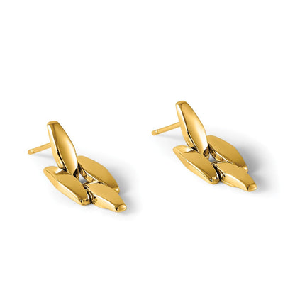 14K Gelbgold Poliert Fantasieglieder Geometric Hängend Ohrstecker