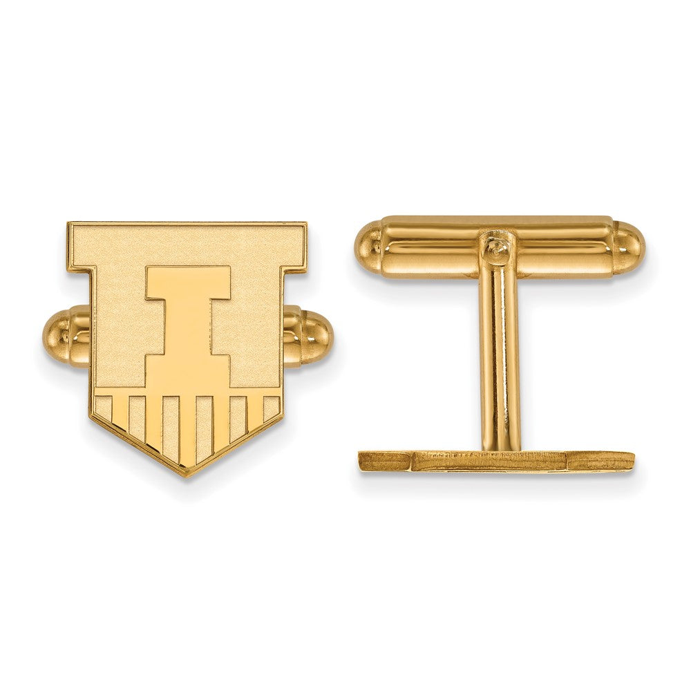 14K Gelbgold Gold Logoart University Of Illinois Victory Abzeichen Manschette Knöpfe
