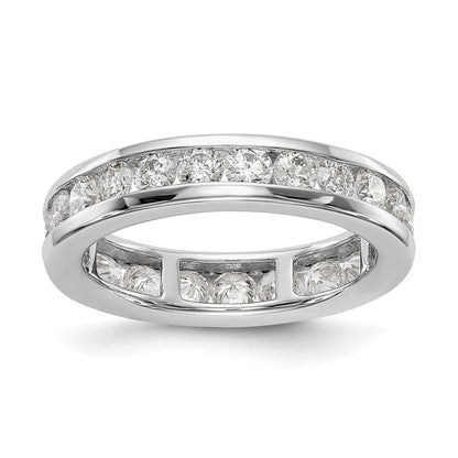 14K Weißgold Poliert 2ct Kanalfassung Set Diamant Memoire Ehering Ring