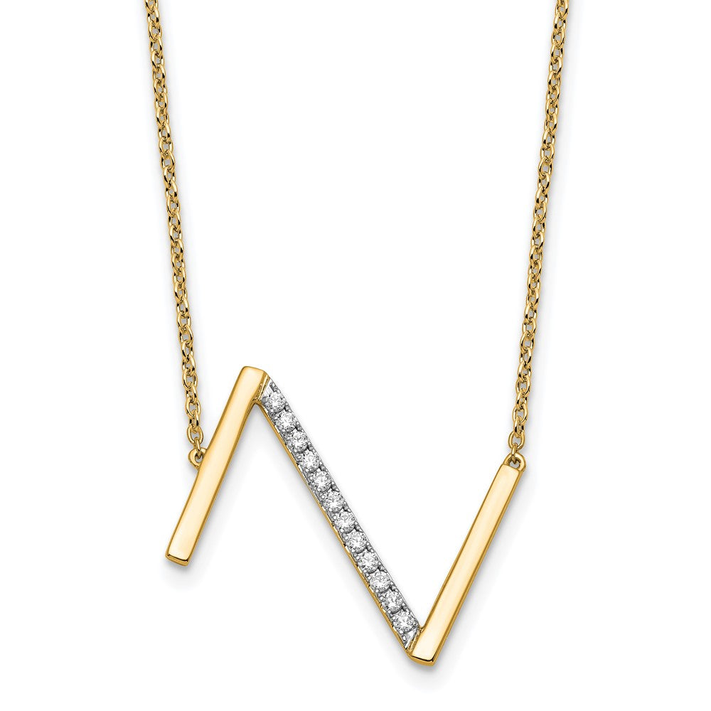 14K Gelbgold Seitlich Diamant Initiale Z 18 Zoll Halskette
