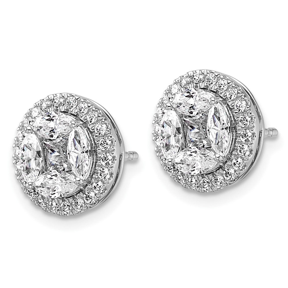 14K Weißgold Ohrstecker mit Marquise-Laborgezüchteten Diamanten in Halo-Fassung, 1,5 ct., VS/SI+ G+