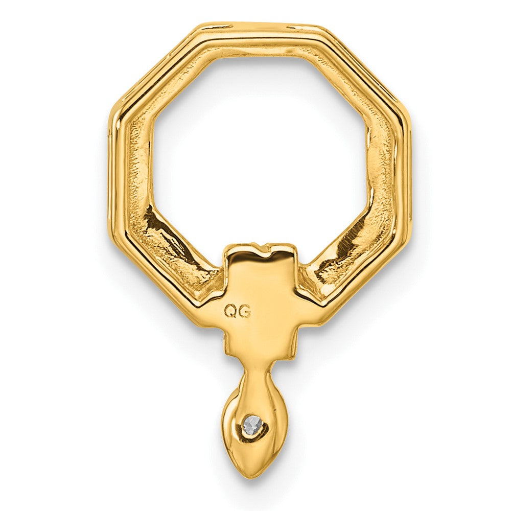 14K Gelbgold Poliert 1/15 Karat Diamant Octagon Kette Anhänger