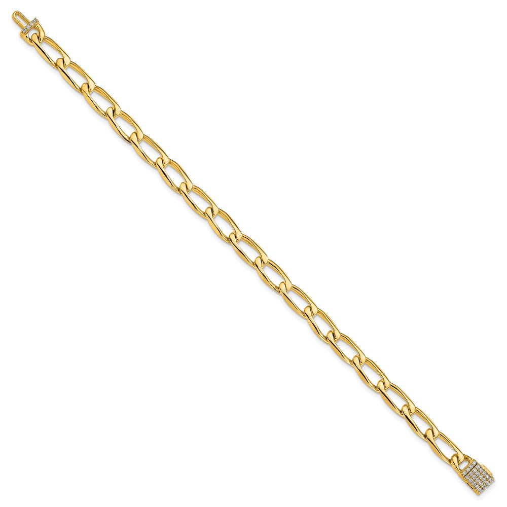 14K Gelbgold Hand-polished 5.9mm Offen Glieder 1.65 Karat Diamant Verschluss Armband