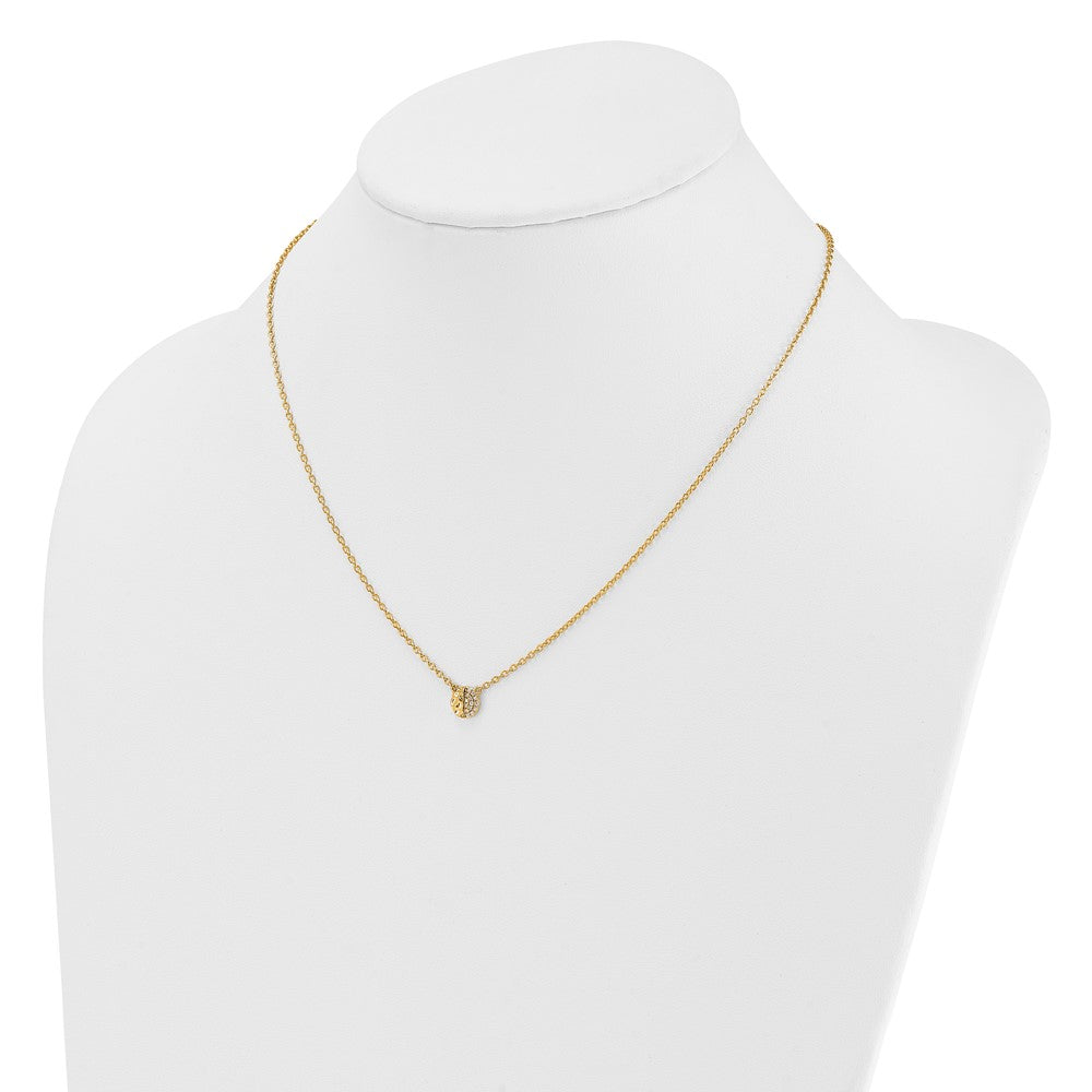 14K Gelbgold Poliert und Gehämmert 1/20 Karat Diamant Disk 18 Zoll Halskette